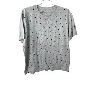 Disney Gray Short Sleeve Mickey Mouse All‎ Over Front  Pattern T-Shirt Men's XXL